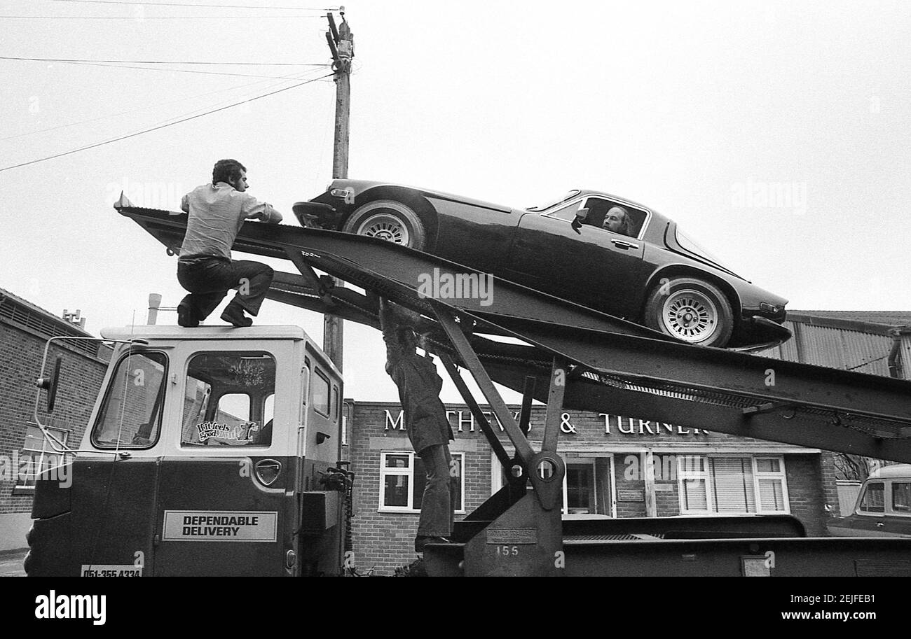Martin Lilley il proprietario di TVR Sport auto fotografata a. La fabbrica di Blackpool nell'agosto 1978 Foto Stock
