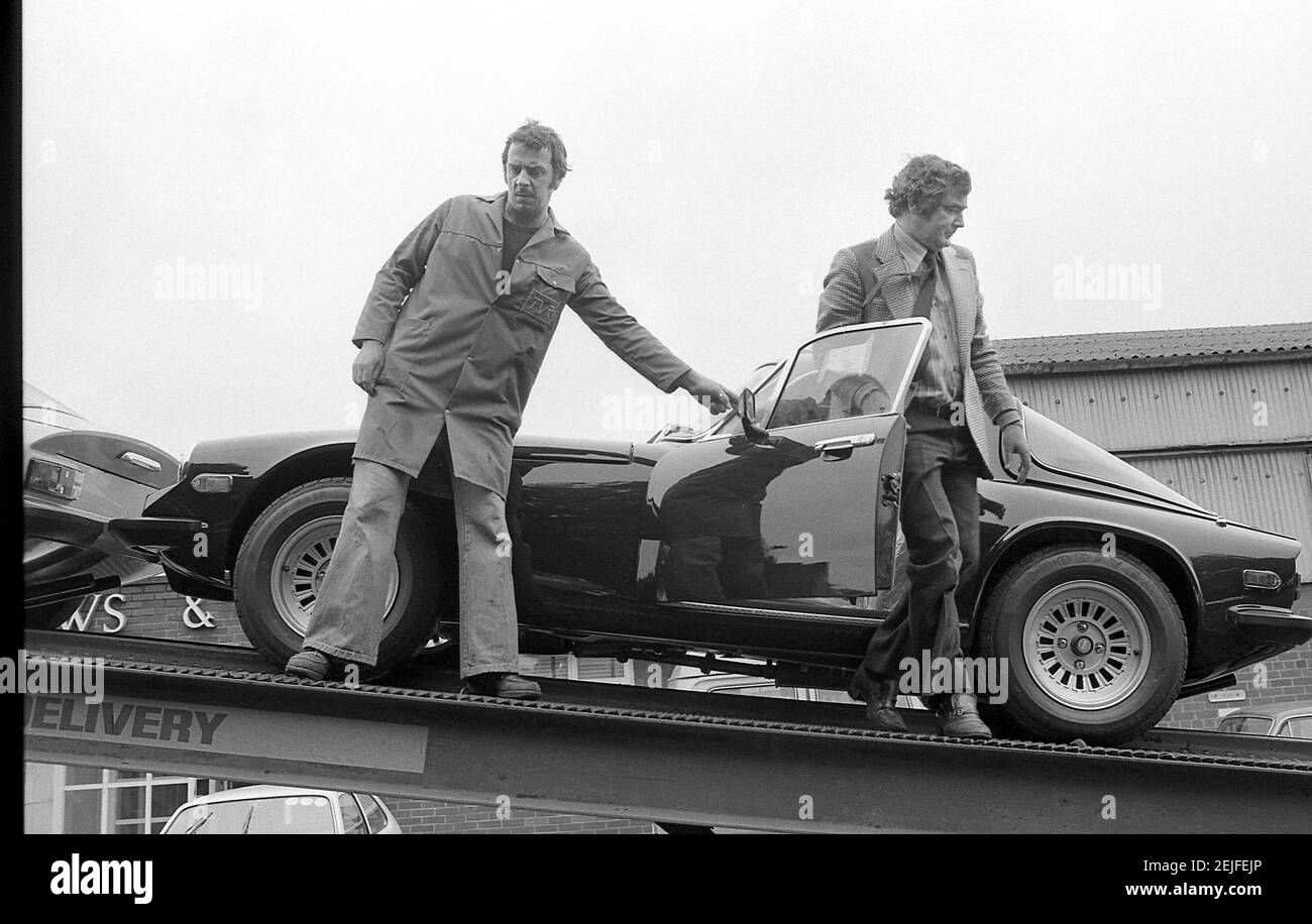 Martin Lilley il proprietario di TVR Sport auto fotografata a. La fabbrica di Blackpool nell'agosto 1978 Foto Stock