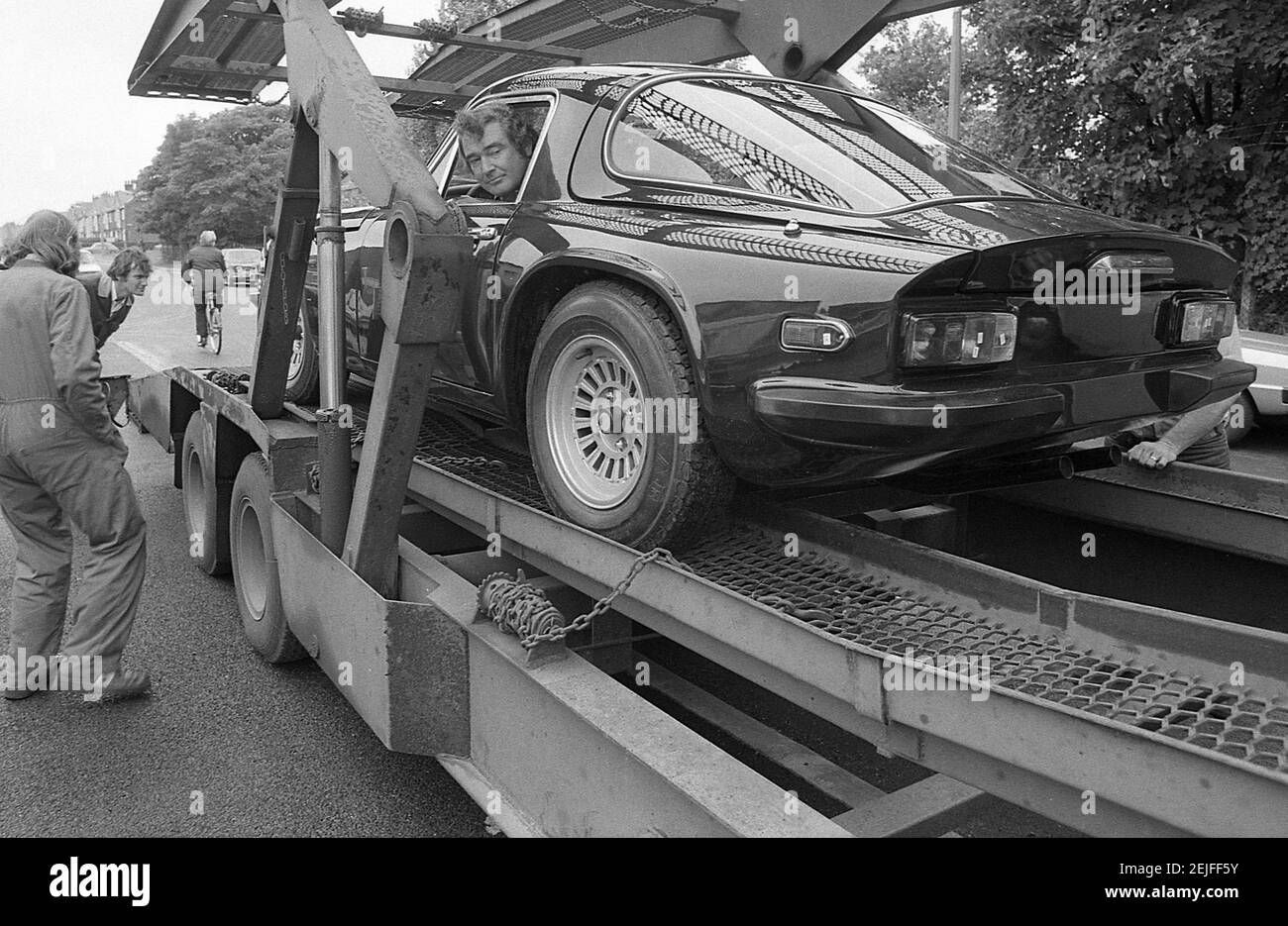 Martin Lilley il proprietario di TVR Sport auto fotografata a. La fabbrica di Blackpool nell'agosto 1978 Foto Stock
