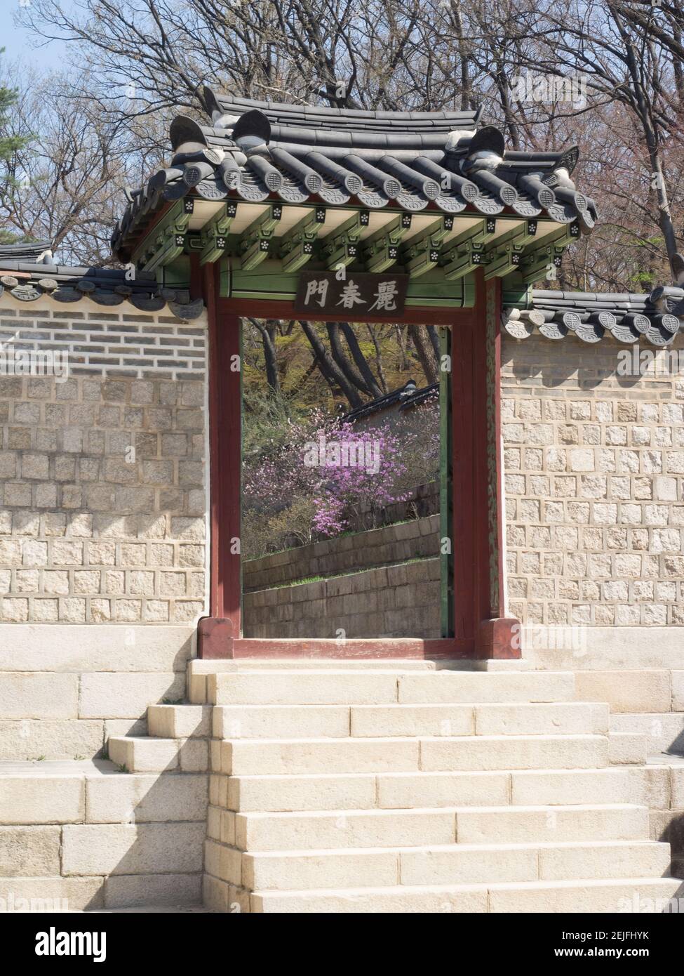 Gradini all'ingresso del Palazzo Changdeokgung, Seoul, Corea del Sud Foto Stock