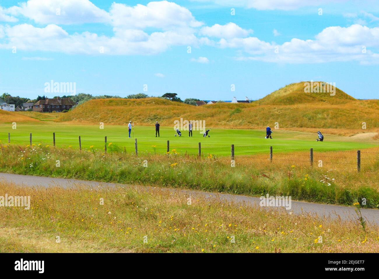 Royal cinque Ports Golf Club-a Club per i Soci con un 18 Campo da golf Hole Championship Links, eccellenti strutture di pratica, Sandwich Bay, Kent, UK Foto Stock
