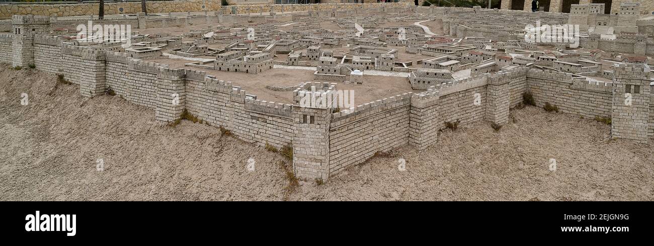 Vista del modello Holyland di Gerusalemme, Museo Israele, Gerusalemme, Israele Foto Stock