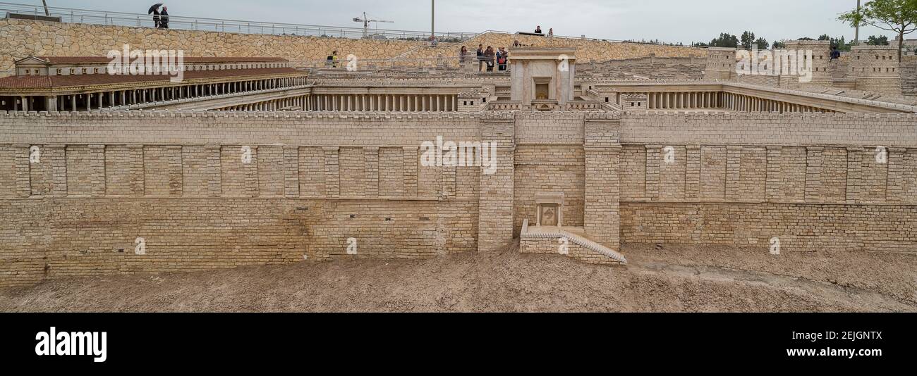 Vista del modello Holyland di Gerusalemme, Museo Israele, Gerusalemme, Israele Foto Stock