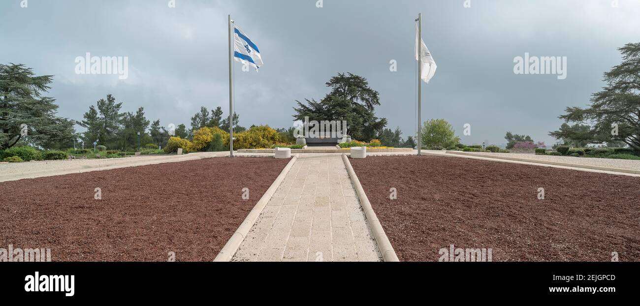 Vista del cimitero nazionale del Monte Herzl, Gerusalemme, Israele Foto Stock