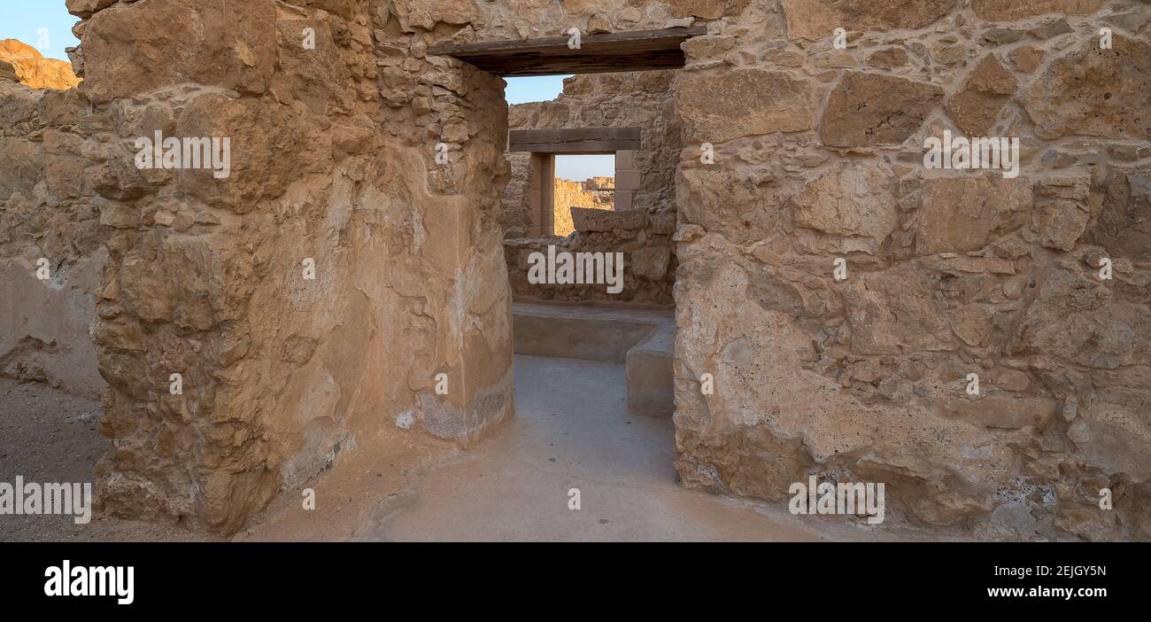 Rovine di un forte, Masada, Israele Foto Stock