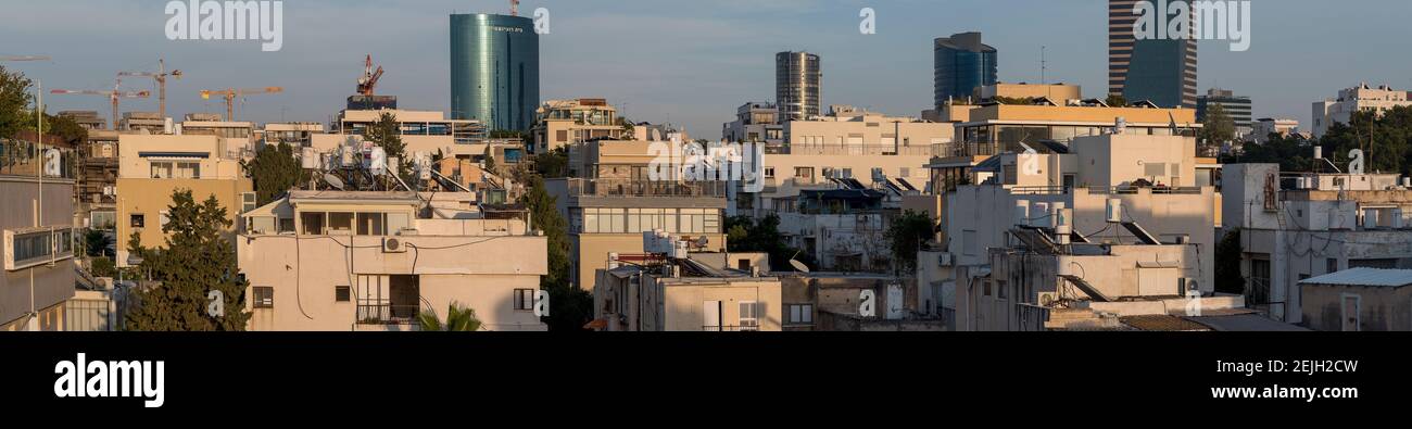Vista del paesaggio urbano, Bauhaus, White City, Tel Aviv, Israele Foto Stock