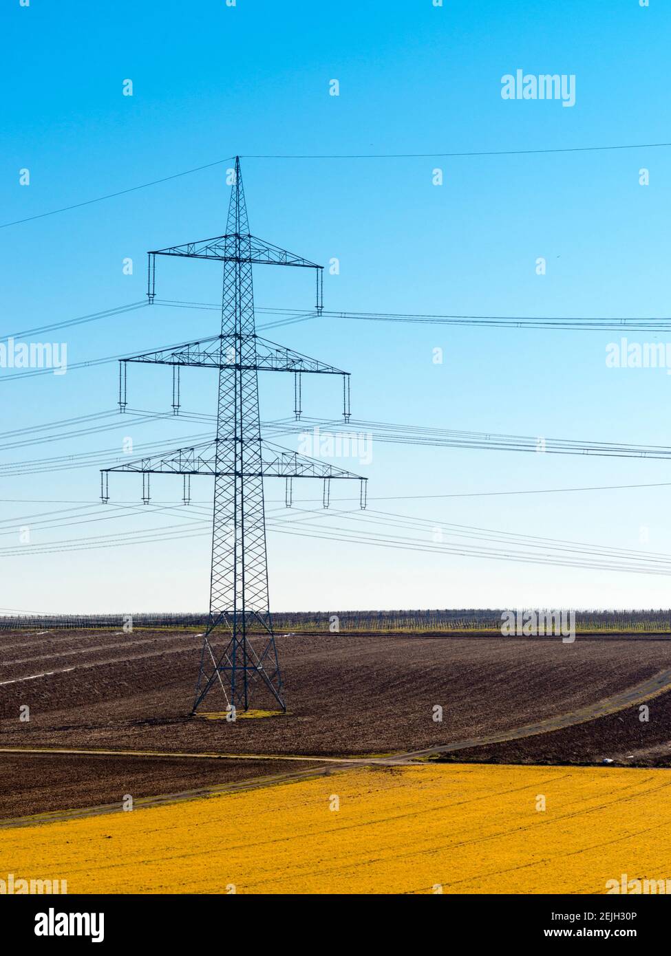 Linea elettrica aerea Foto Stock