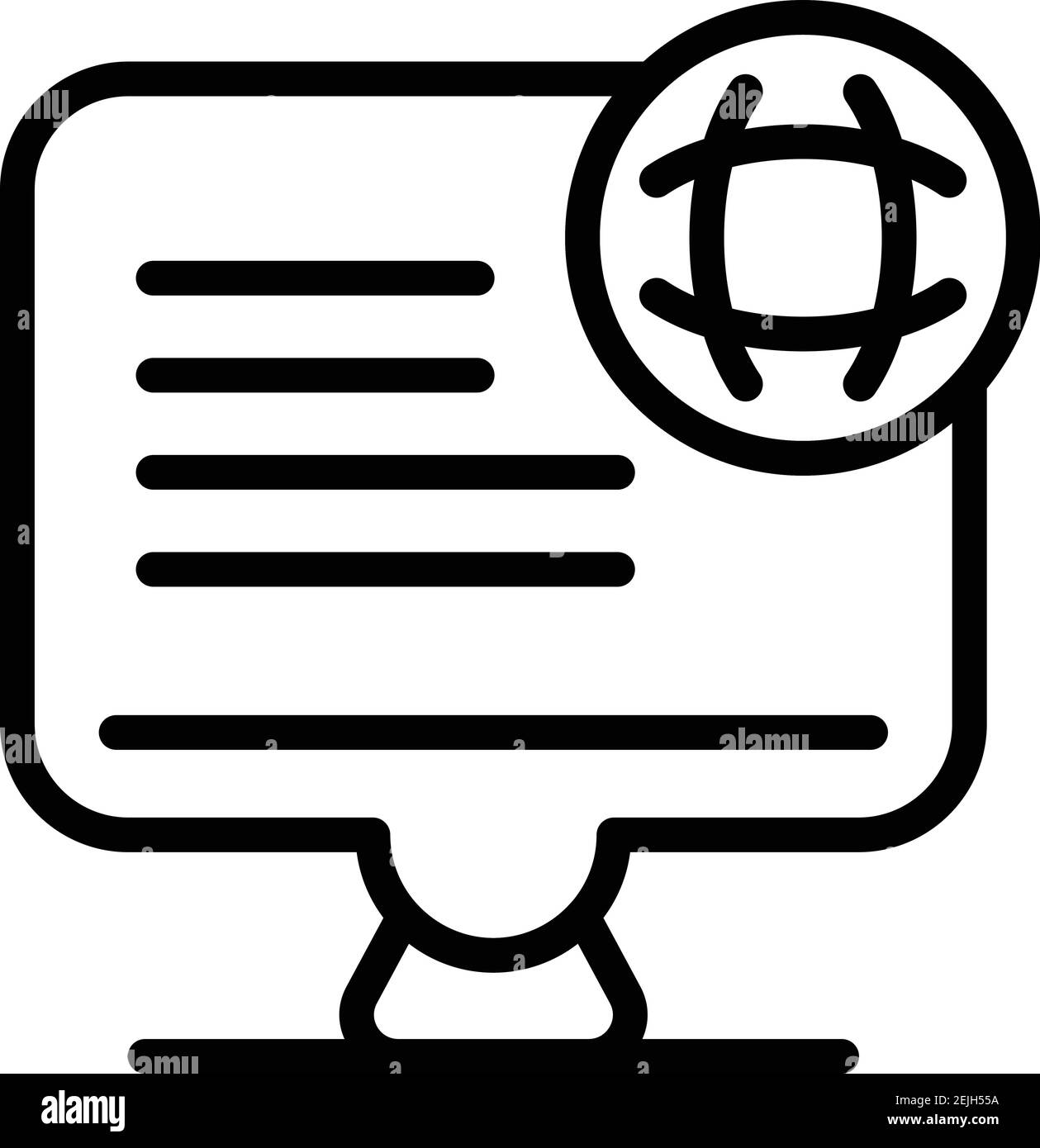 Icona di lavoro dello schermo. Icona vettoriale di lavoro dello schermo di contorno per il web design isolato su sfondo bianco Illustrazione Vettoriale