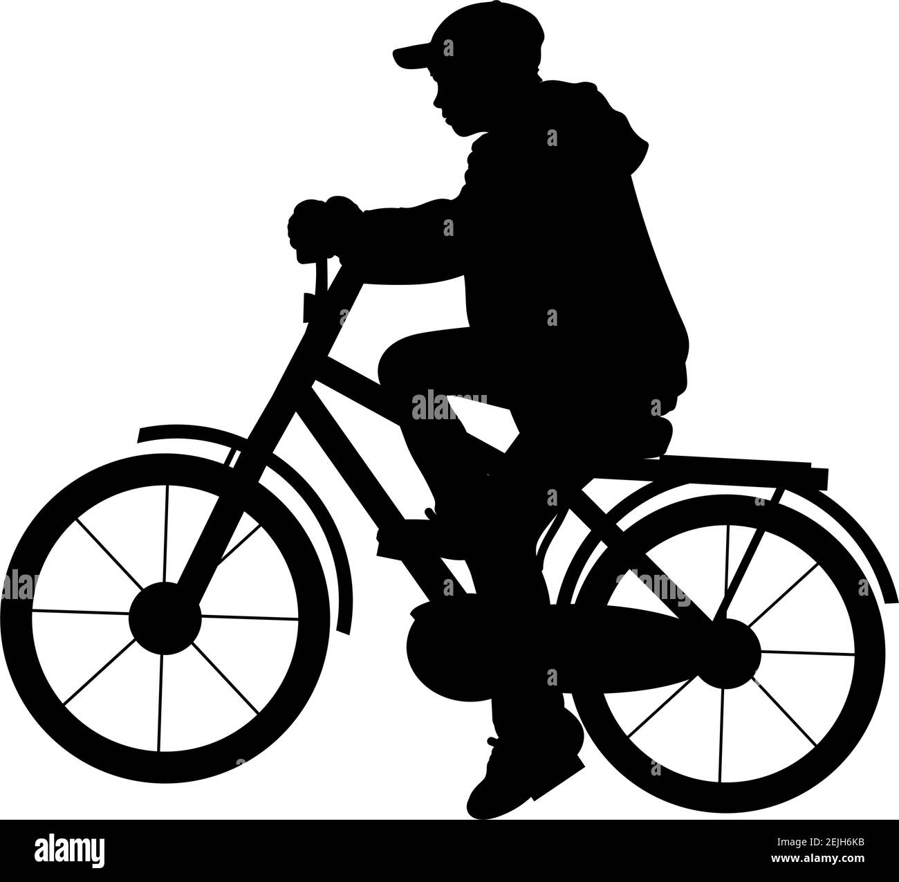 Silhouette ragazzo equitazione sport in bicicletta Illustrazione Vettoriale