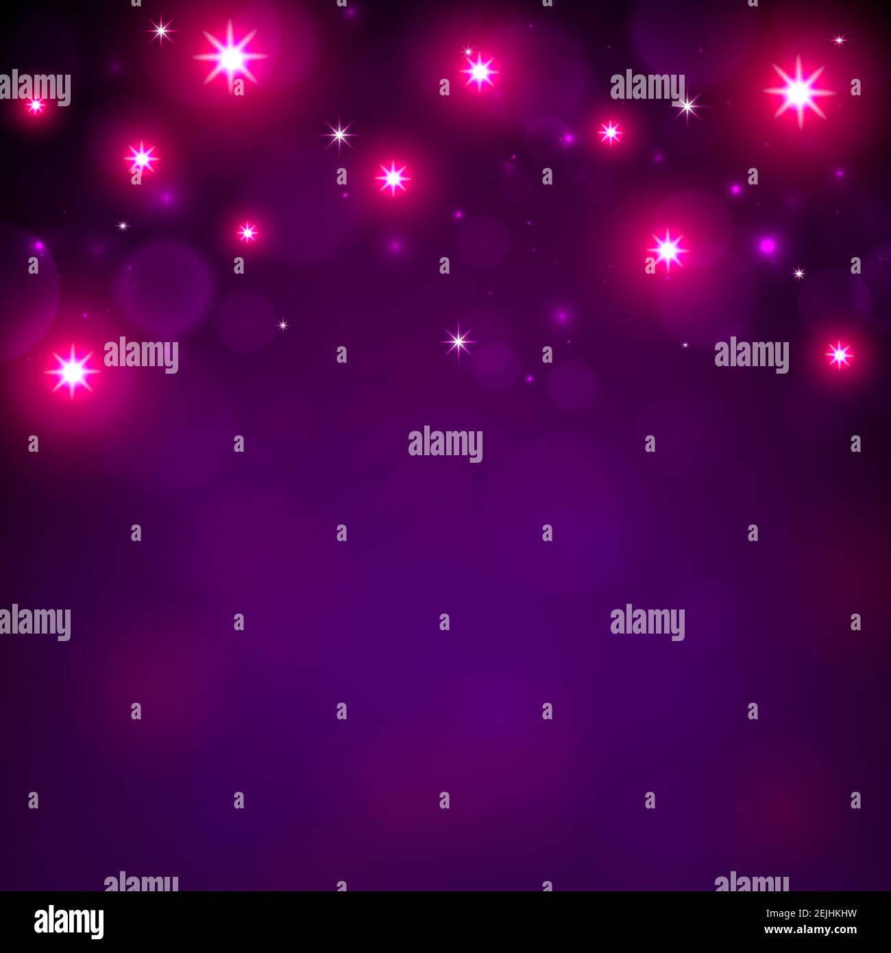 Sfondo sfocato magenta con bokeh e luci. Mockup, sfondo sfocato per biglietti d'auguri per le vacanze, inviti. Luci brillanti. Spazio di copia. VEC Illustrazione Vettoriale