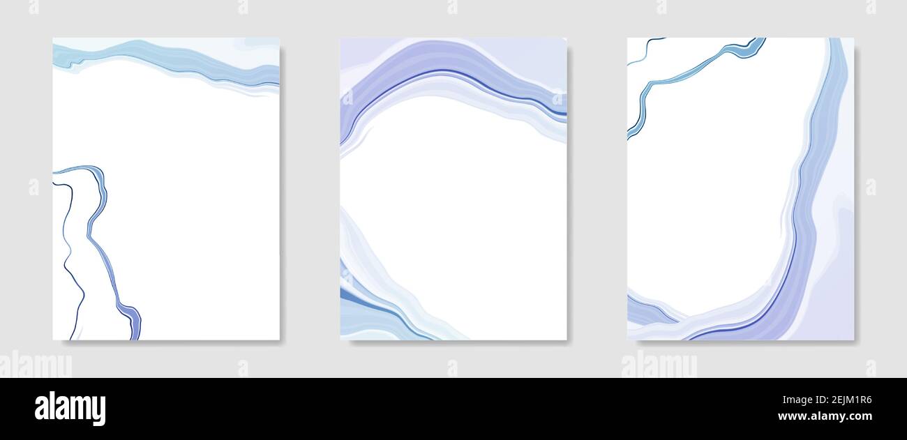 Raccolta di sfondo astratto di acquerello liquido marmorizzato blu. Effetto spruzzi d'onda in marmo pastello minimal. Modello di disegno di illustrazione vettoriale per Illustrazione Vettoriale