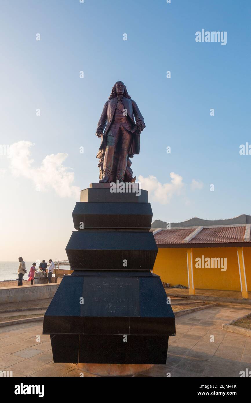 Statua di Joseph Francois Dupleix, Pondicherry, Puducherry, Tamil Nadu, territorio dell'Unione, UT, India, Asia Foto Stock