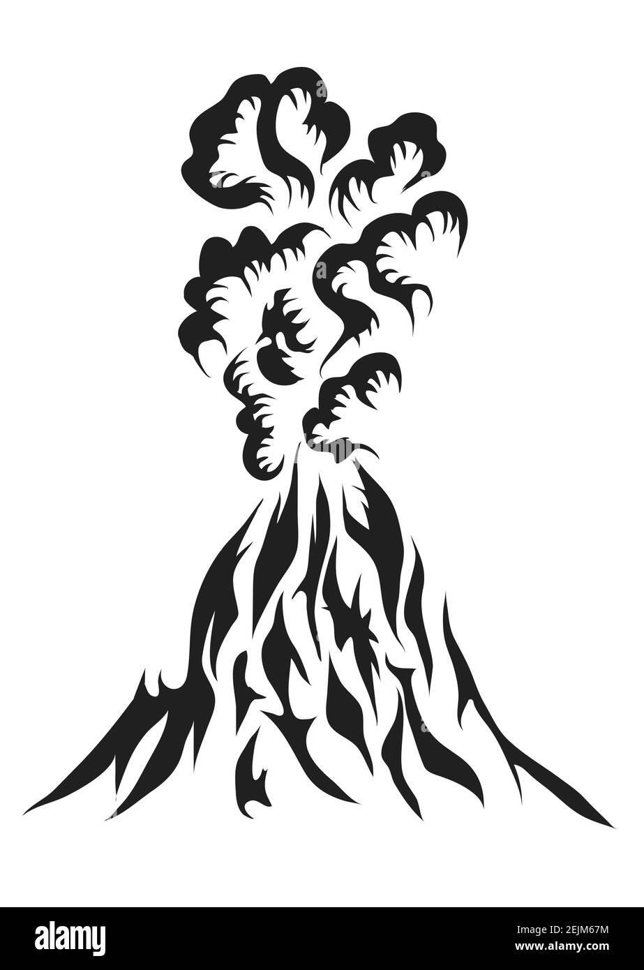 eruzione del vulcano astratto isolato su sfondo bianco Illustrazione Vettoriale