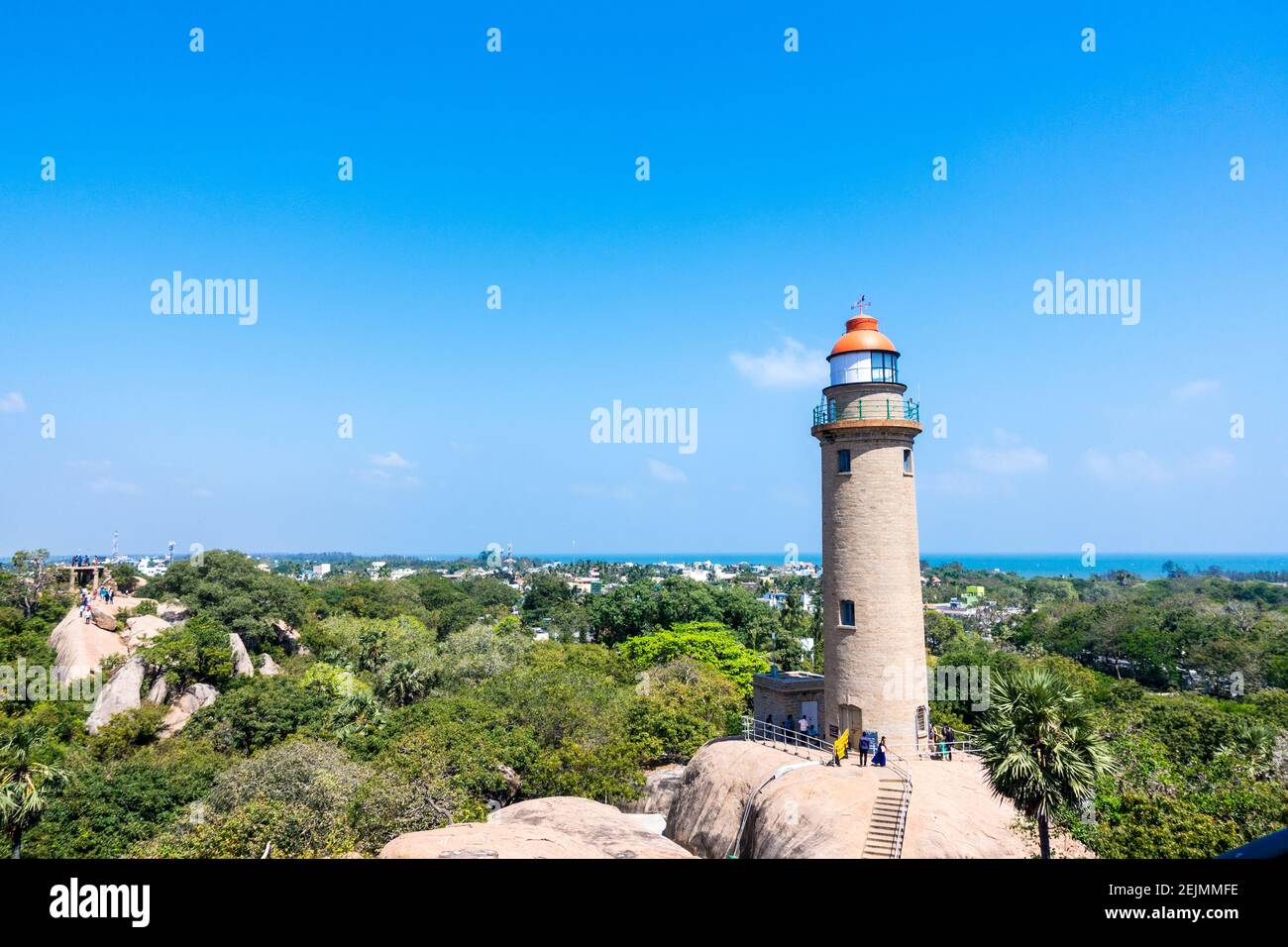 Faro di Mahabalipuram aka Mamallapuram, Chennai, Tamil Nadu, India Foto Stock