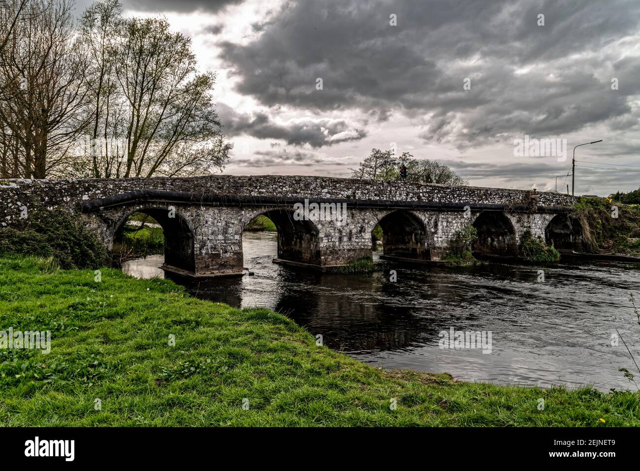 TRIM, Irlanda. 5 maggio 2016. Vecchio ponte sul fiume Boyne a Trim, County Meath, Irlanda. Foto Stock