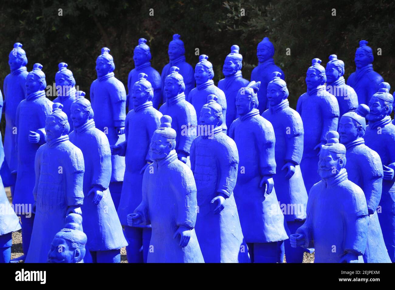 Guerrieri in terracotta blu figure esercito. Foto Stock