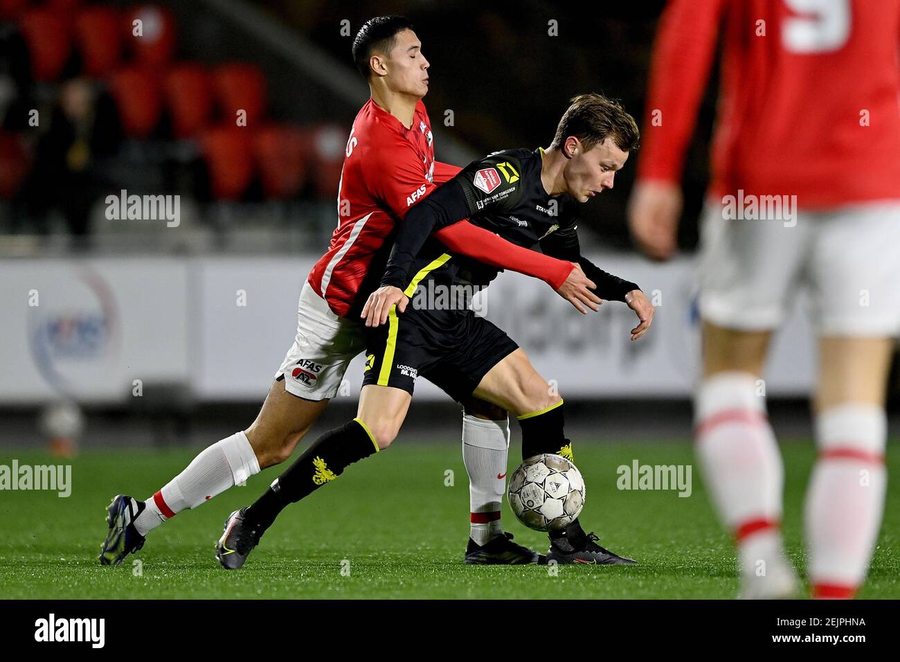 WijDEWORMER, PAESI BASSI - FEBBRAIO 22: Tijjani Reijnders di Jong AZ, Boyd Lucassen di Passi pure Aquile durante la partita olandese Keuken kampioen Divisie Foto Stock