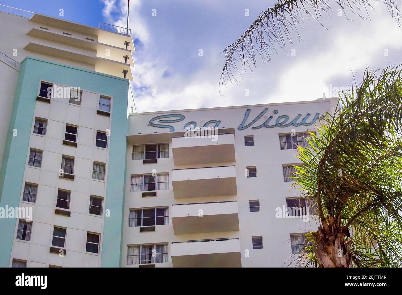 Un hotel in stile Art Deco a Bal Harbour, Florida. Foto Stock