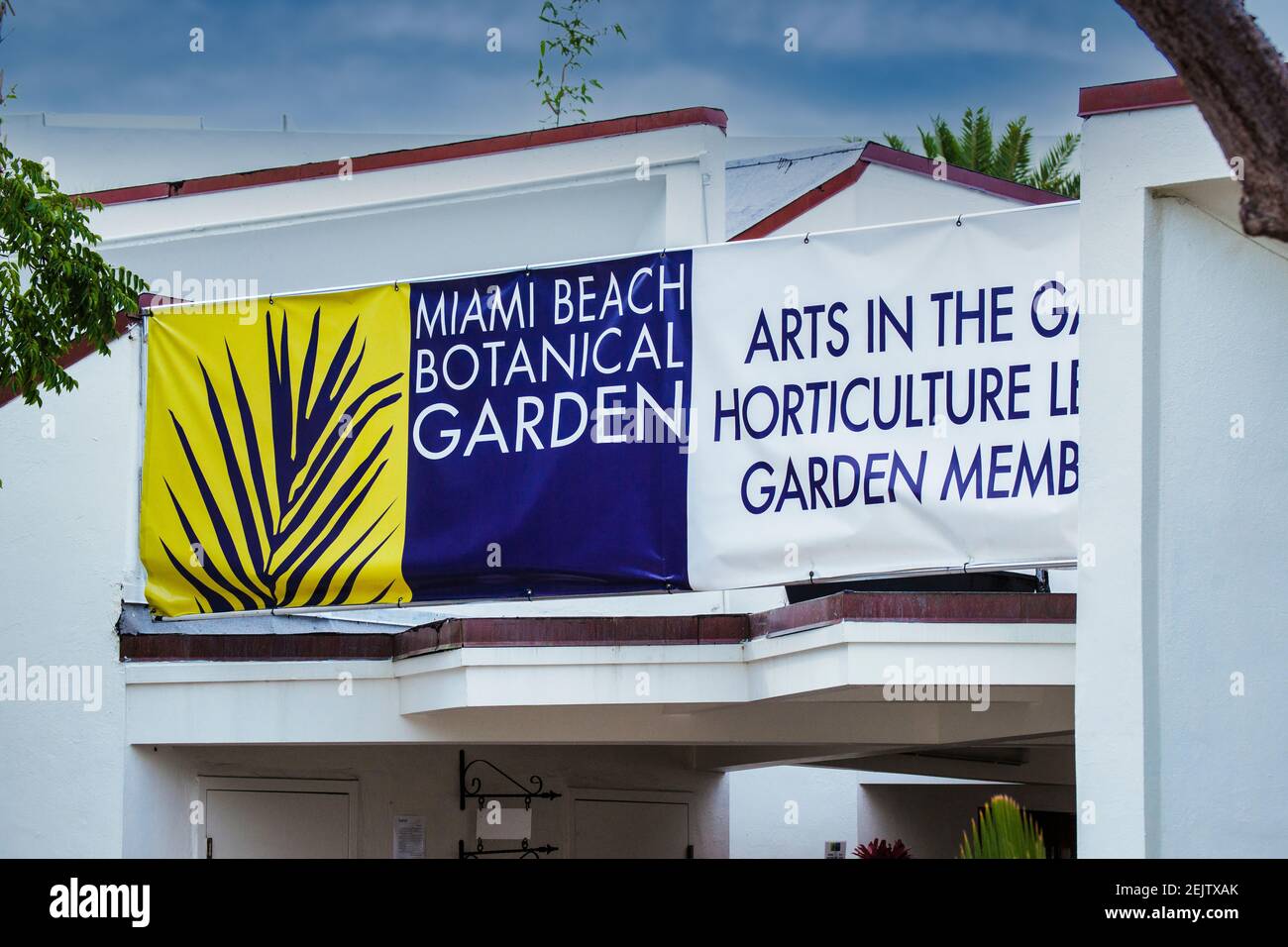 Banner per il Miami Beach Botanical Garden in Florida. Foto Stock