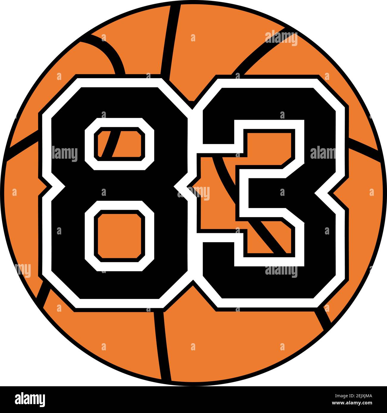 palla di basket con il numero 83 Illustrazione Vettoriale