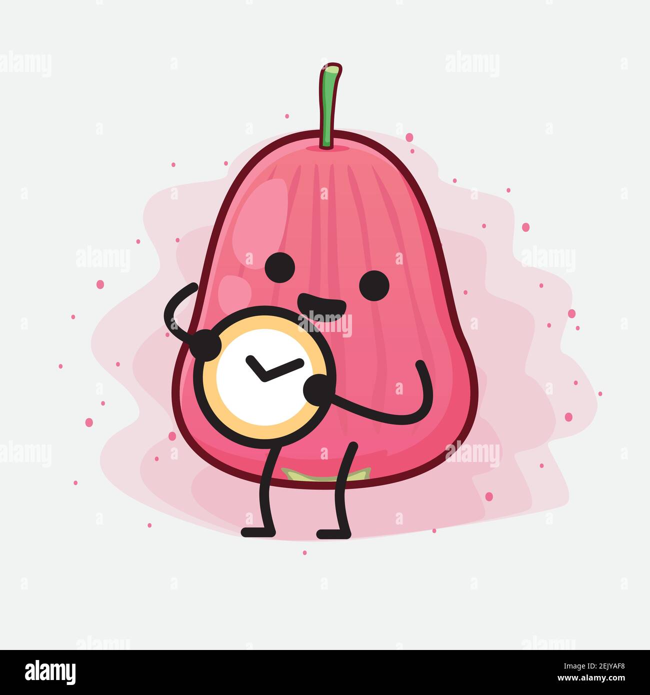 Illustrazione vettoriale del personaggio di Java Apple Fruit con il viso carino, le mani semplici e la linea di arti delle gambe su sfondo isolato. Stile doodle a fumetti piatti. Illustrazione Vettoriale