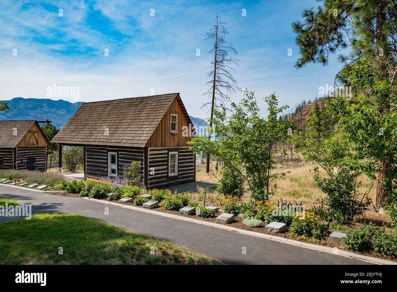 Edifici storici, Gellatly Regional Heritage Park, West Kelowna, Okanagan Valley, British Columbia, Canada Foto Stock