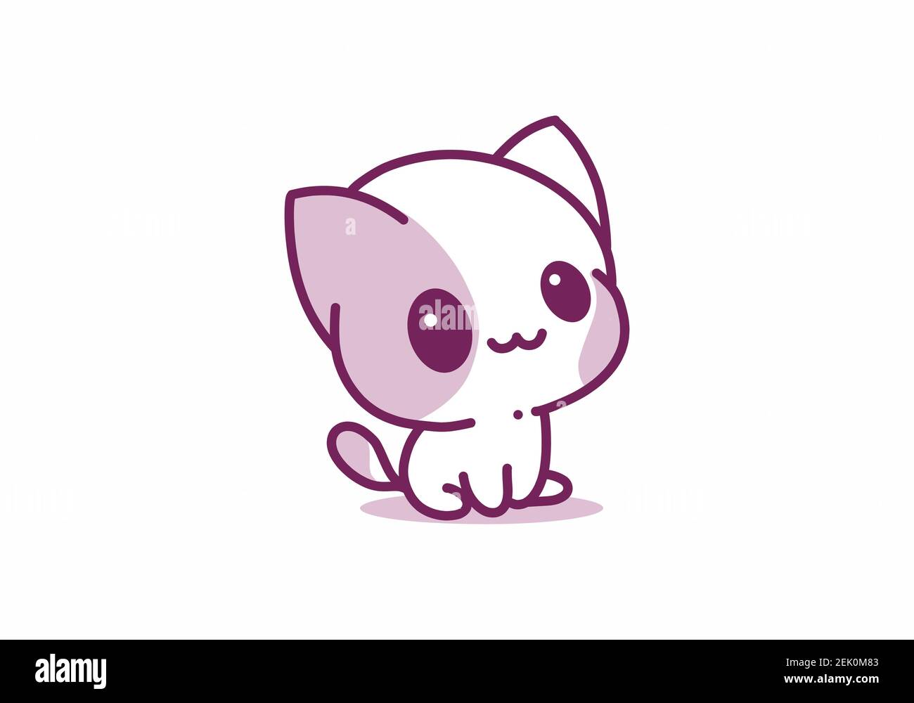 Sorridente piccolo cute gatto kawaii illustrazione disegno Immagine e  Vettoriale - Alamy