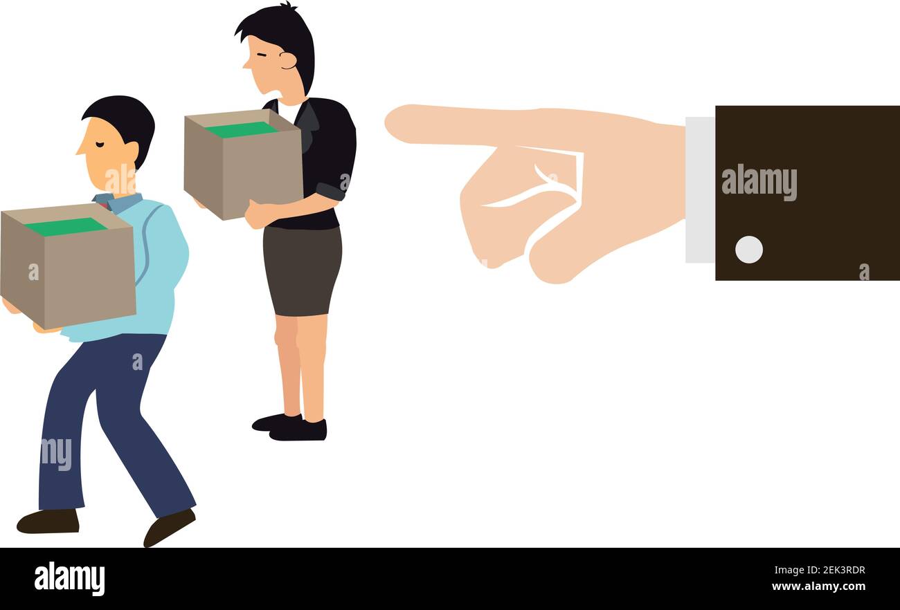 Datore di lavoro licenziato dipendenti. Concetto di "layoff di massa" o "retenchment". Illustrazione vettoriale. Illustrazione Vettoriale