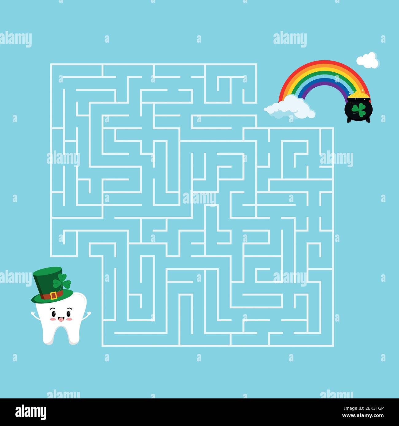 Saint Patrick giorno dente bambino labirinto gioco labirinto labirinto. Illustrazione Vettoriale
