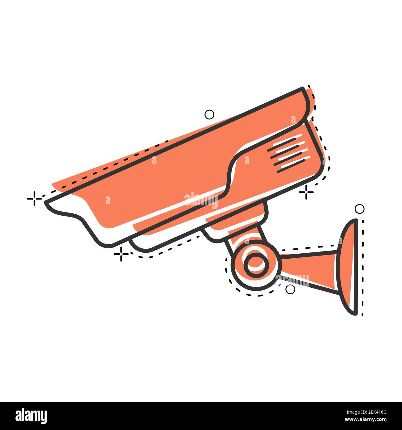 icona della telecamera di videosorveglianza in stile fumetto. Illustrazione vettoriale. Design semplice Illustrazione Vettoriale