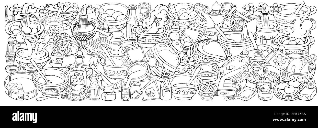 Disegno di banner di cucina domestica Foto Stock