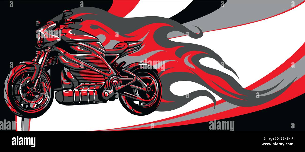 Moto Racing con disegno di illustrazione di Fire Vector Illustrazione Vettoriale