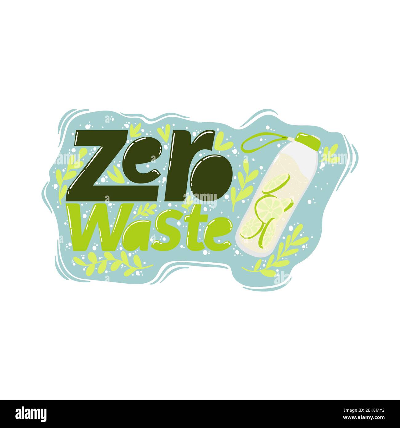Citazione ispiratrice slogan zero rifiuti, per uno stile di vita ecocompatibile. Composizione vettoriale con illustrazione e caratteri. Frase ecologica ambientale Illustrazione Vettoriale