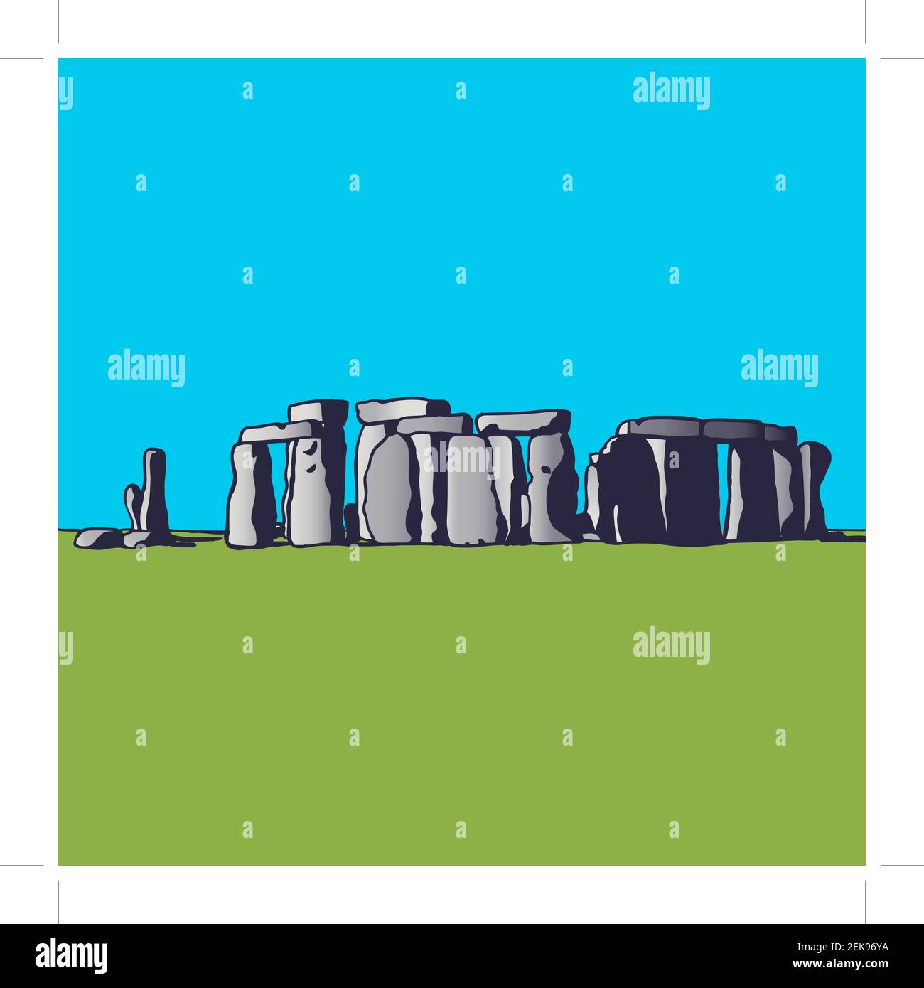 Stonehenge. Simbolo dell'Inghilterra. Monumento megalitico per cerimonie religiose. Immagine vettoriale. Illustrazione Vettoriale