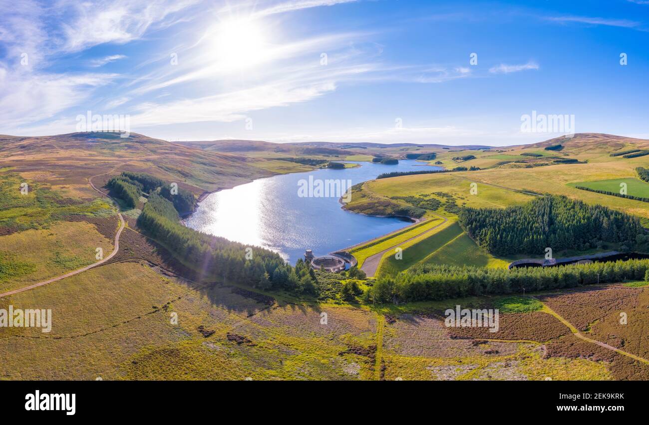 Regno Unito, Scozia, Lothian orientale, veduta aerea del bacino idrico di Whiteadder Foto Stock