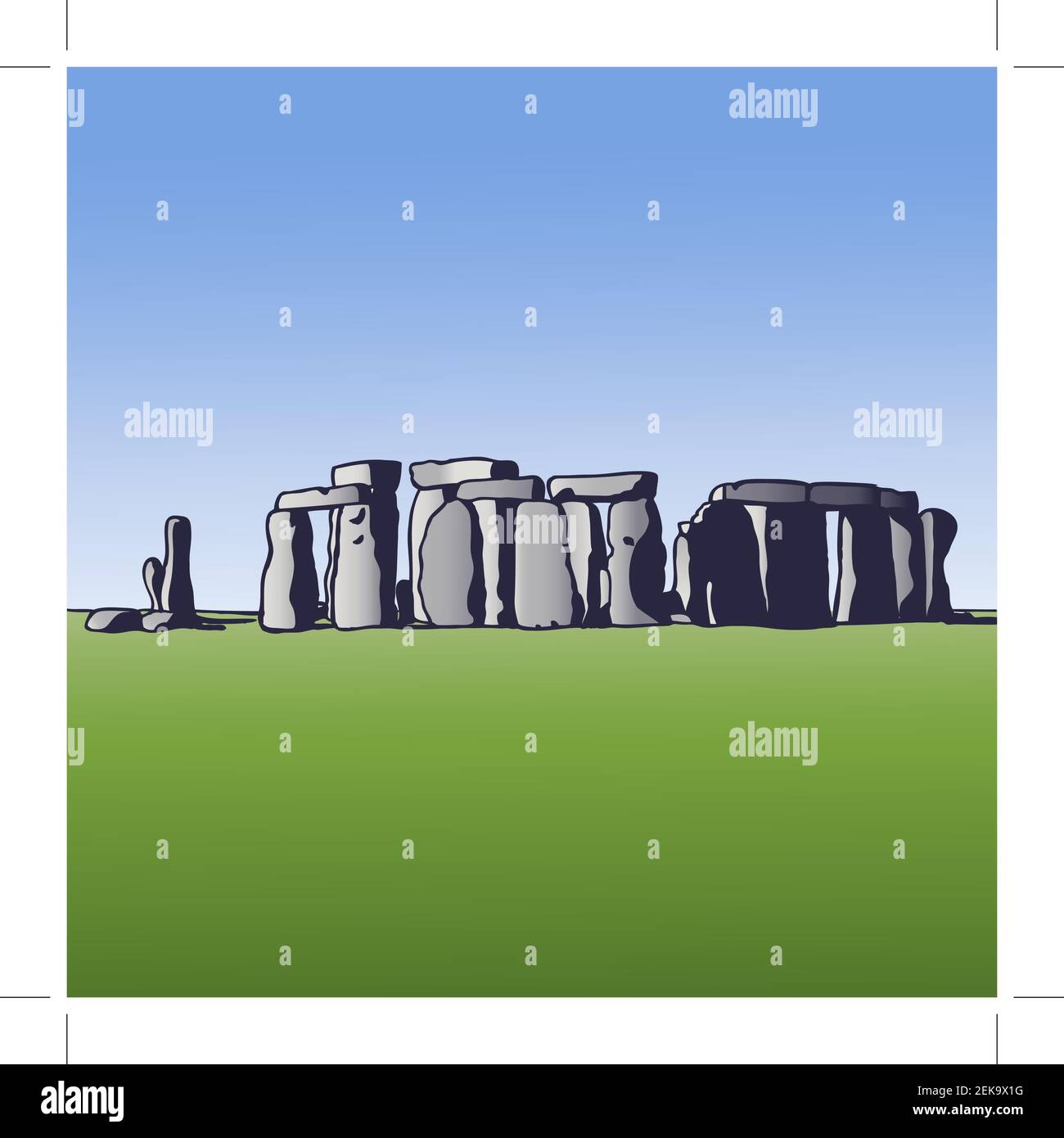 Stonehenge. Simbolo dell'Inghilterra. Monumento megalitico per cerimonie religiose. Immagine vettoriale. Illustrazione Vettoriale