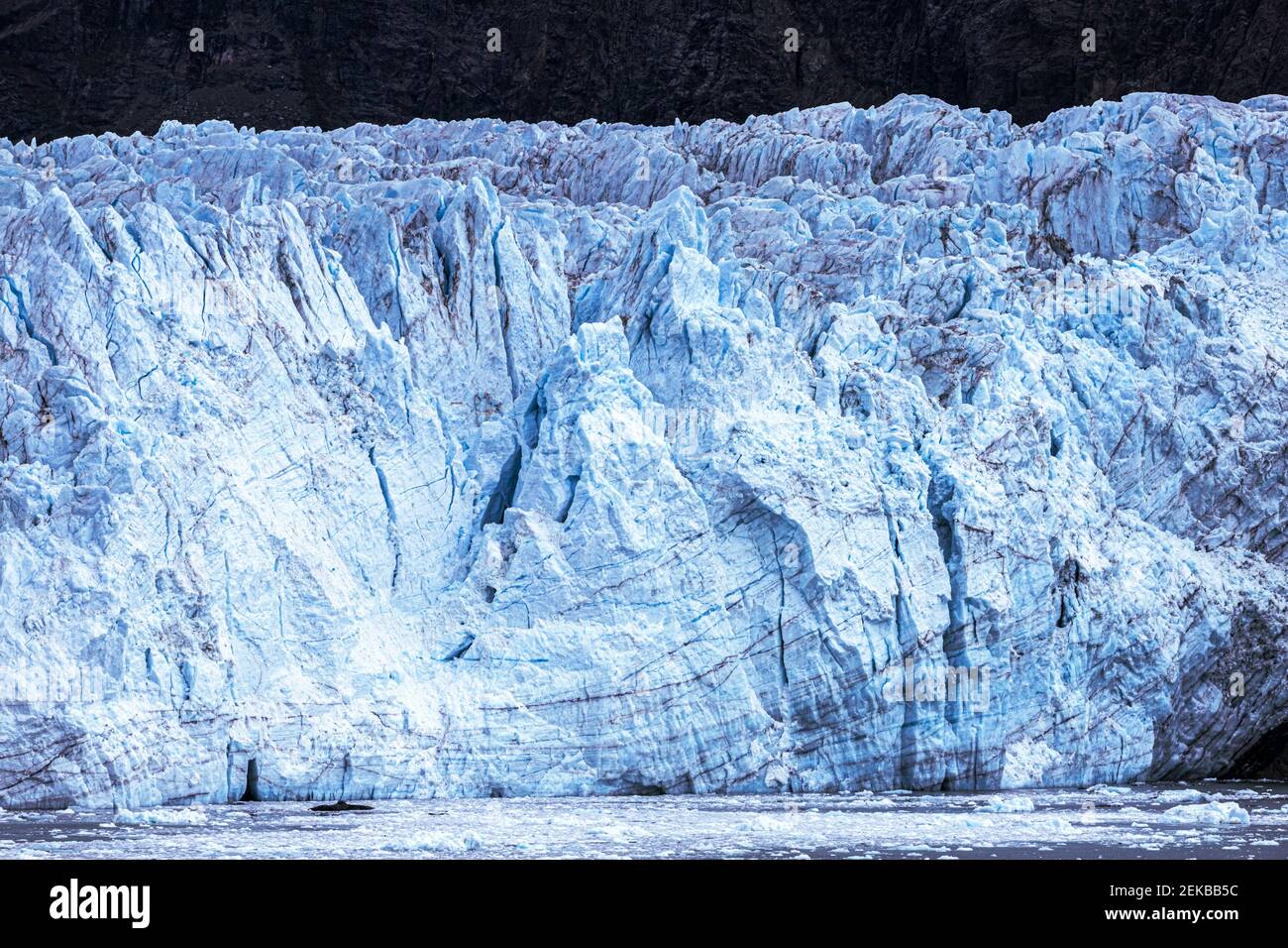 La faccia rotta del ghiacciaio Margerie nell'insenatura di Tarr di Glacier Bay, Alaska, Stati Uniti Foto Stock