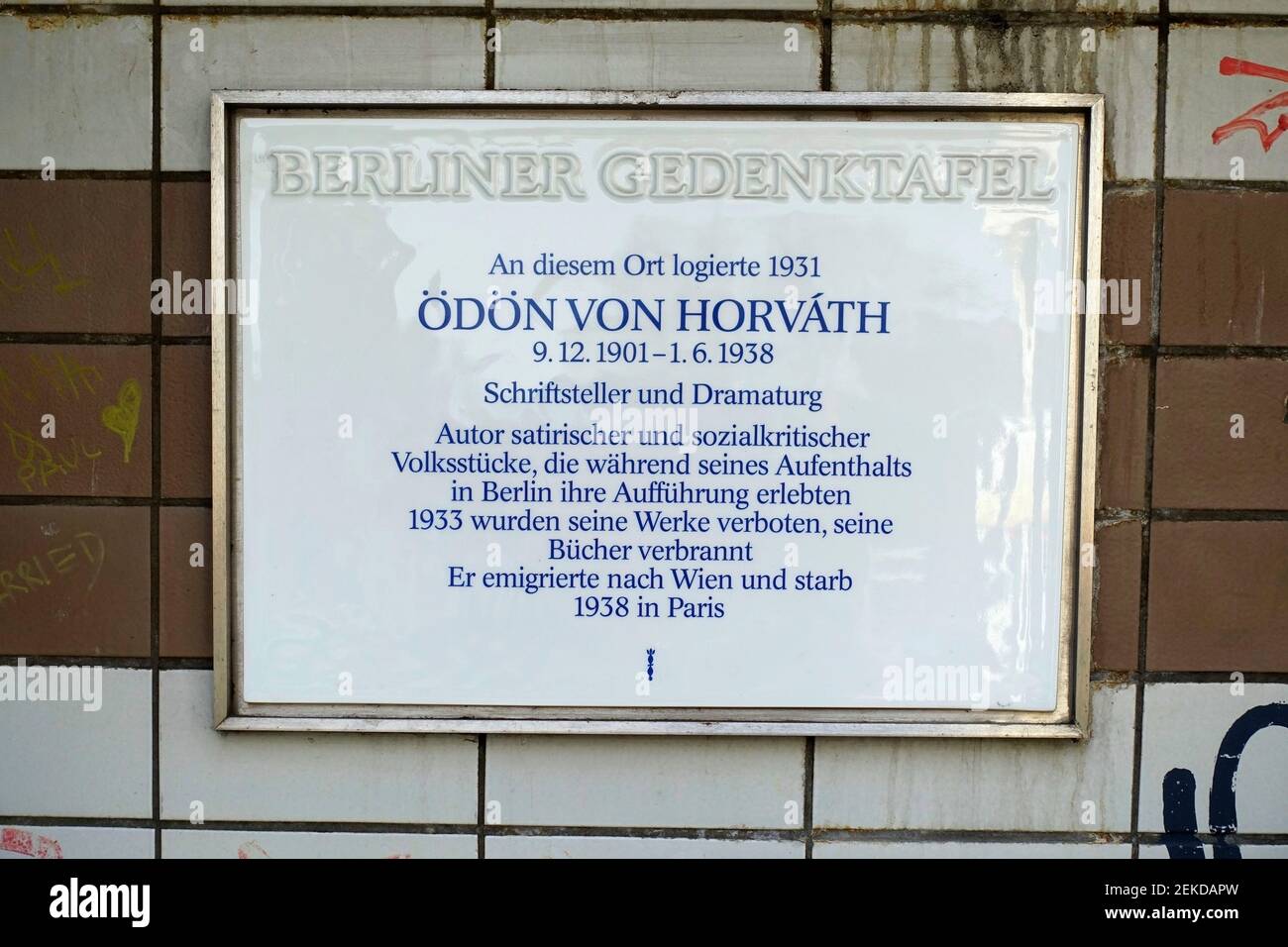 Ödön von Horvath, lapide a Berlino, Germania Foto Stock
