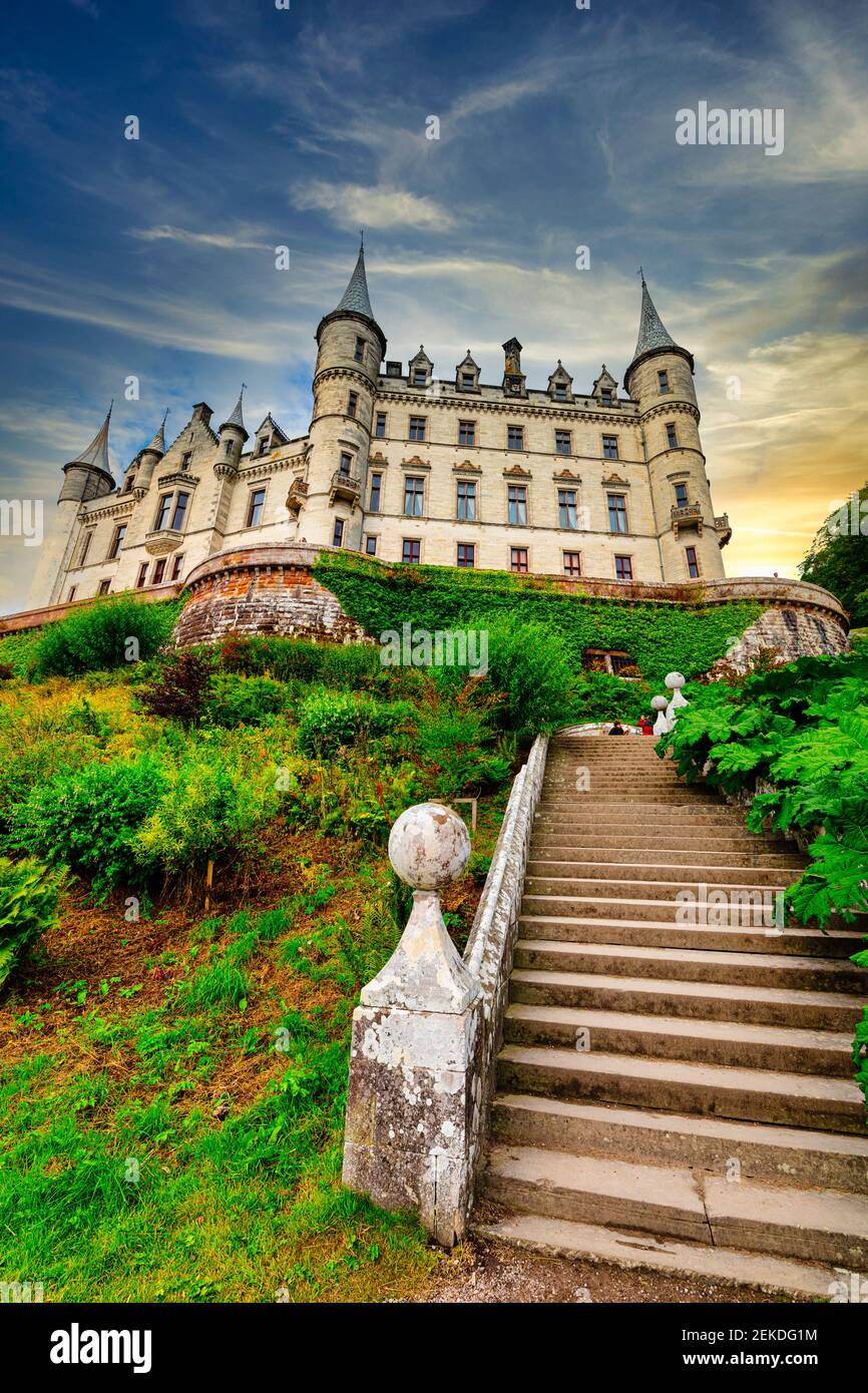 Dunrobin Castle. Sede familiare del conte di Sutherland con 189 camere è la più grande casa nelle Highlands settentrionali, Golspie, Scozia Foto Stock