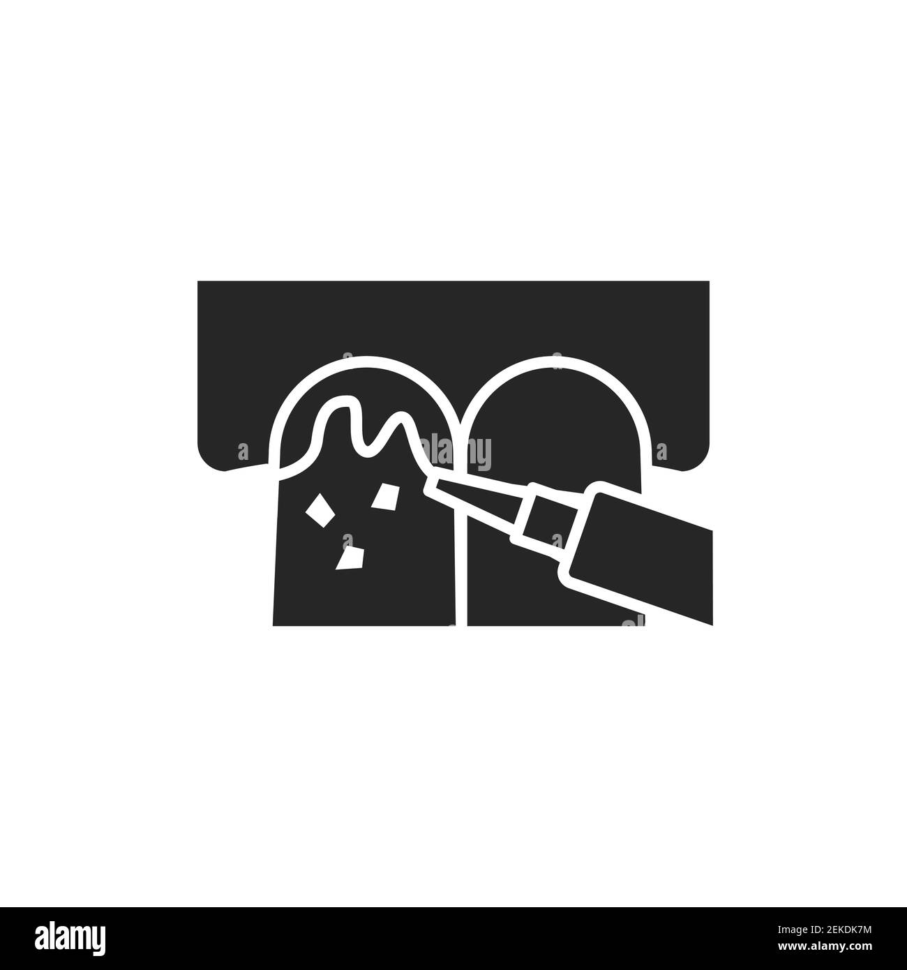 Icona della linea di colori per la pulizia professionale dei denti. Pittogramma per pagina web, app mobile, promo. Illustrazione Vettoriale