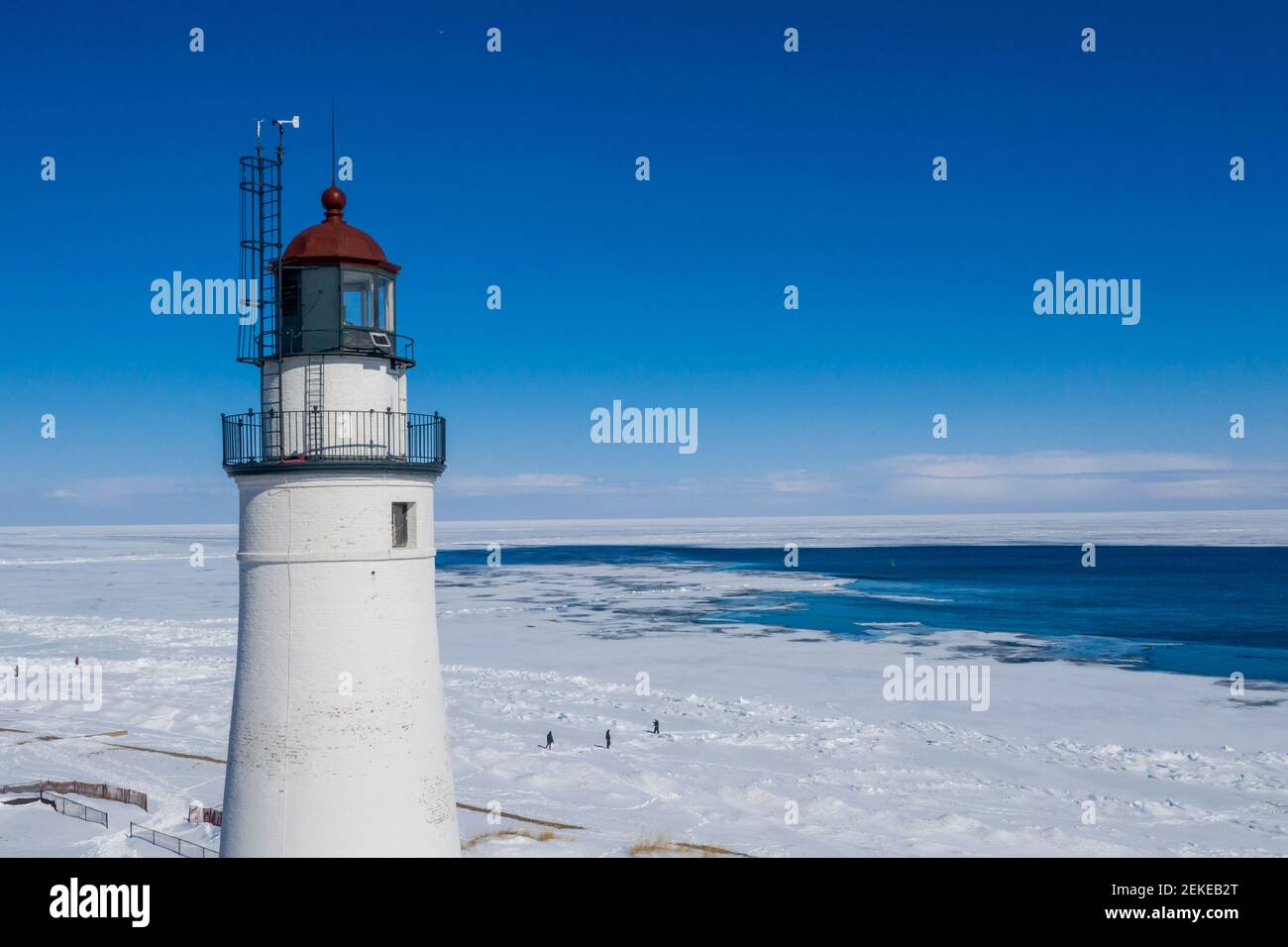 Port Huron, Michigan - il faro di Fort Gratiot. Costruito nel 1829 per segnare l'ingresso al fiume St Clair dal lago Huron, è il più antico faro Foto Stock