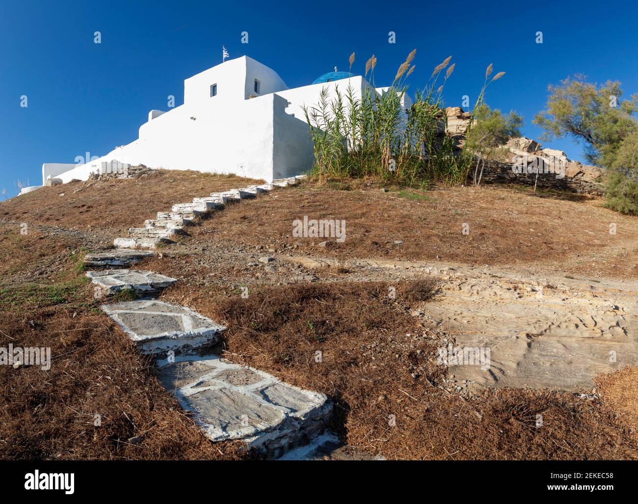 Cappella di San Giovanni, o ai Giannis Detis (in greco), sull'isola di Paros, Cicladi, Grecia, Europa. Foto Stock
