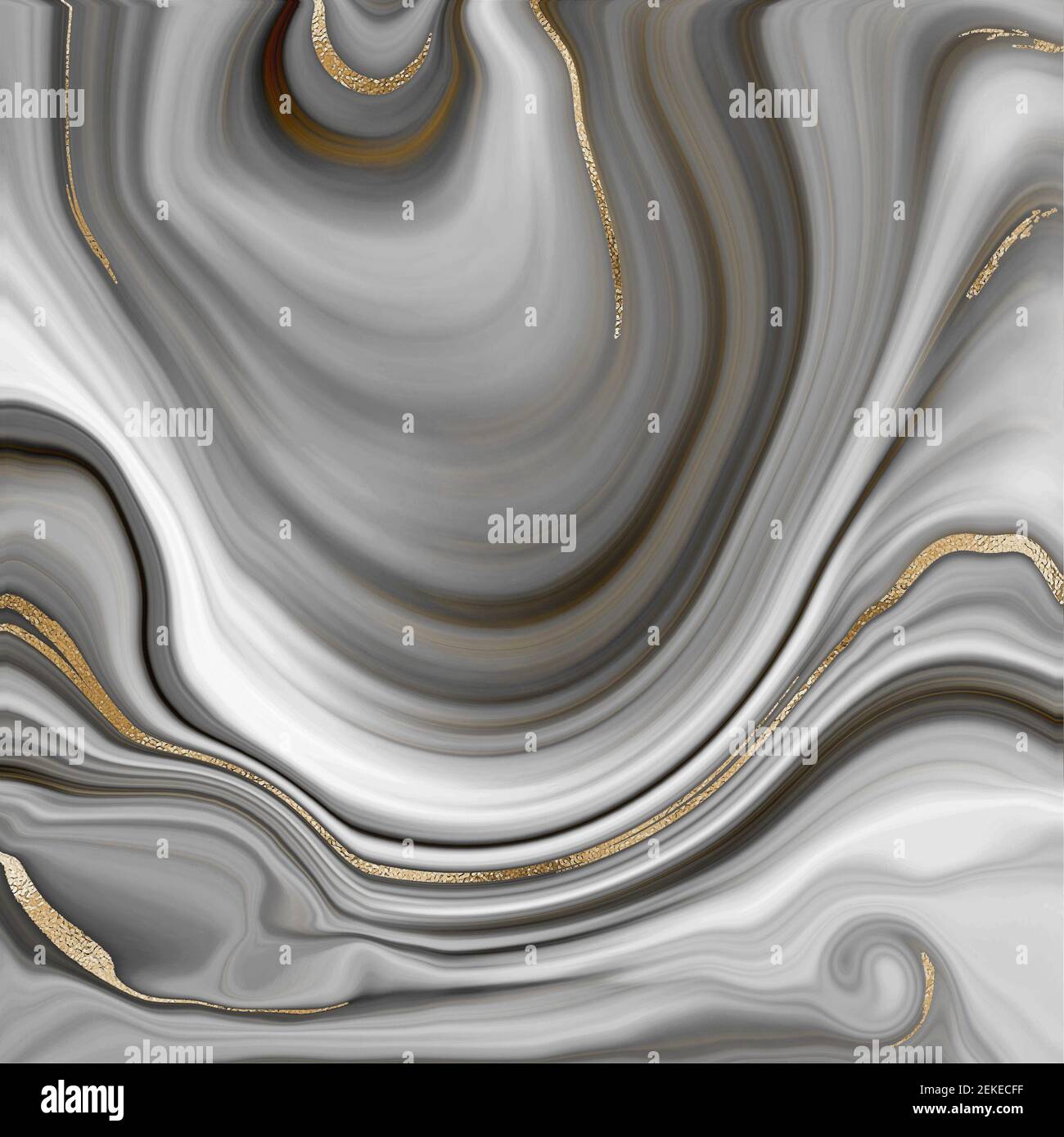 Sfondo bianco abstract marmoreo agato con trama oro glitter spruzzi. Effetto di marmorizzazione fluido con vena d'oro. Illustrazione Foto Stock