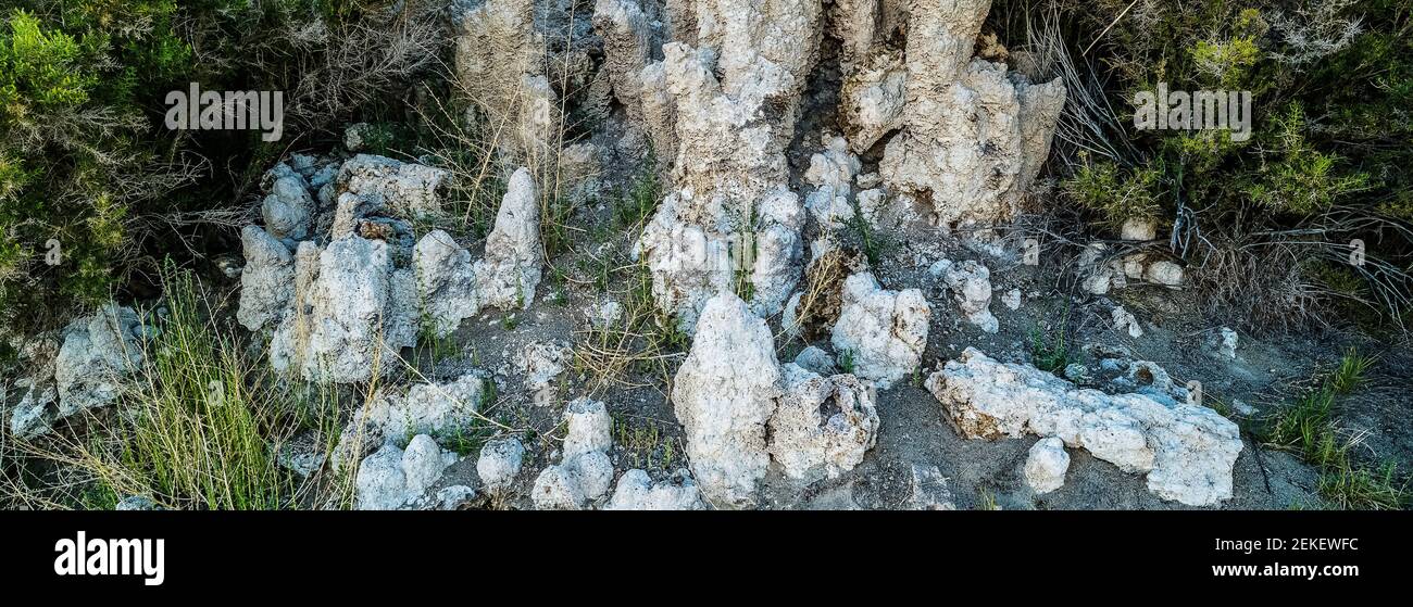 Strutture minerarie, lago Mono, Riserva Naturale di Stato, Contea di Mono, California, STATI UNITI Foto Stock