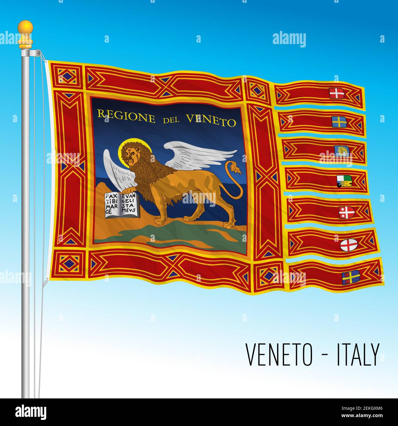 Veneto, bandiera della regione, Repubblica Italiana, illustrazione vettoriale Illustrazione Vettoriale