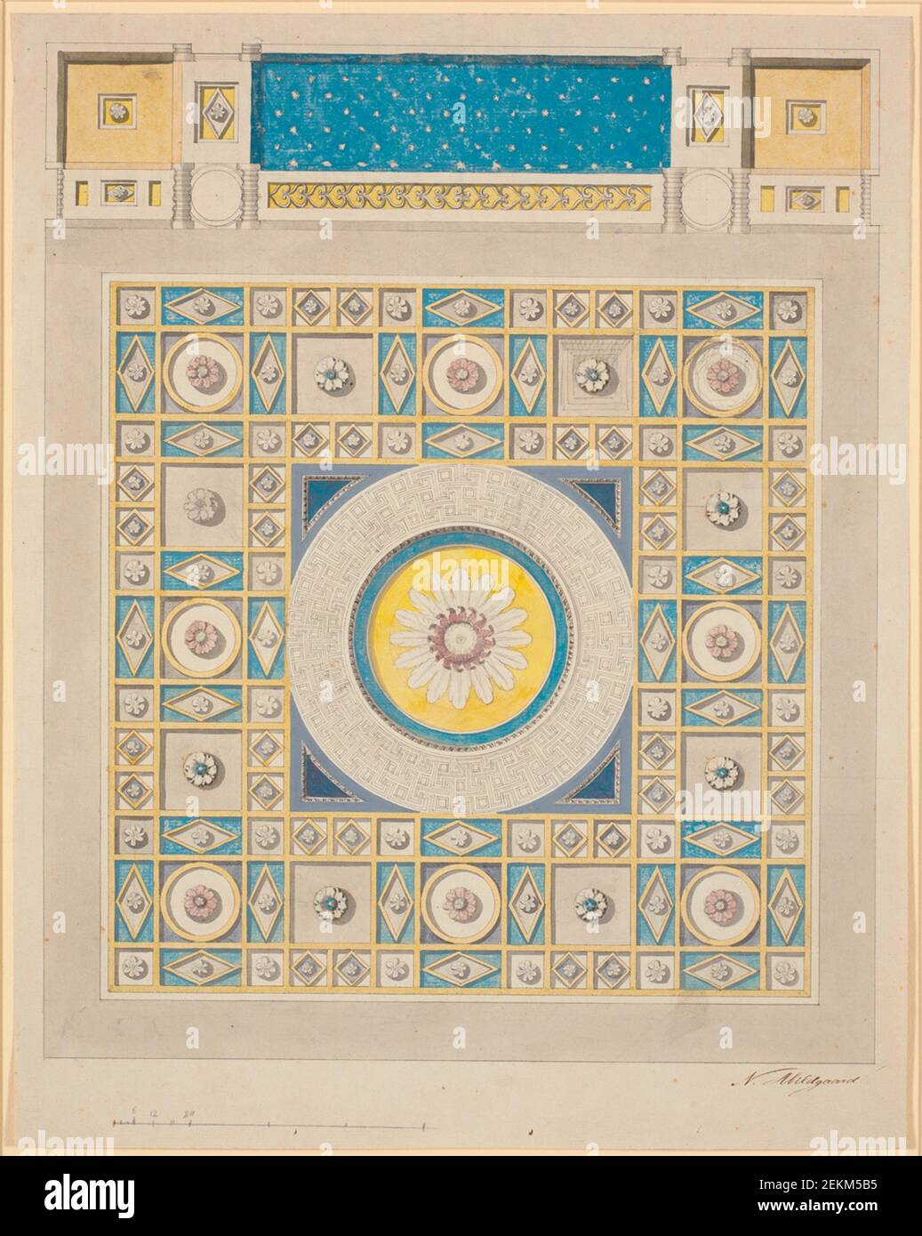 Nicolai Abildgaard (1743-1809), il soffitto. Progetto di decorazione della Sala del pubblico, 1790 Foto Stock