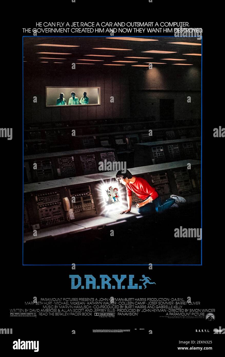 D.A.R.Y.L. (1985) regia di Simon Wincer e di Mary Beth Hurt, Michael McKean e Kathryn Walker. Un ragazzo apparentemente normale si rivela essere un robot segreto di alto livello, creato da militari e dotato di abilità superumane. Foto Stock