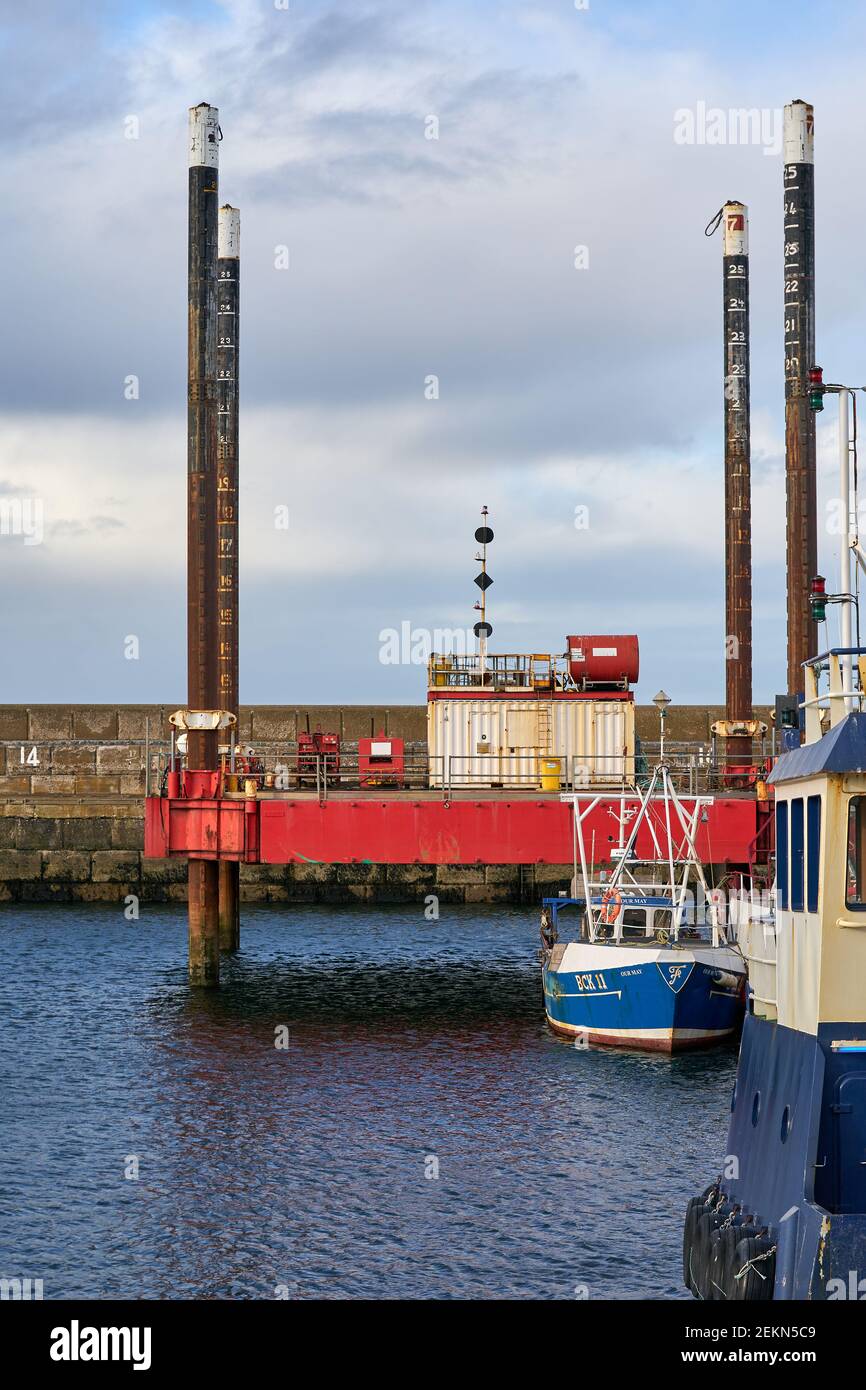 23 febbraio 2021. Buckie Harbour, Buckie, Moray, Scozia, Regno Unito. Questa è una scena dal trafficato porto di lavoro. Questo è Haven Seajack 1 ormeggiato al pi Foto Stock