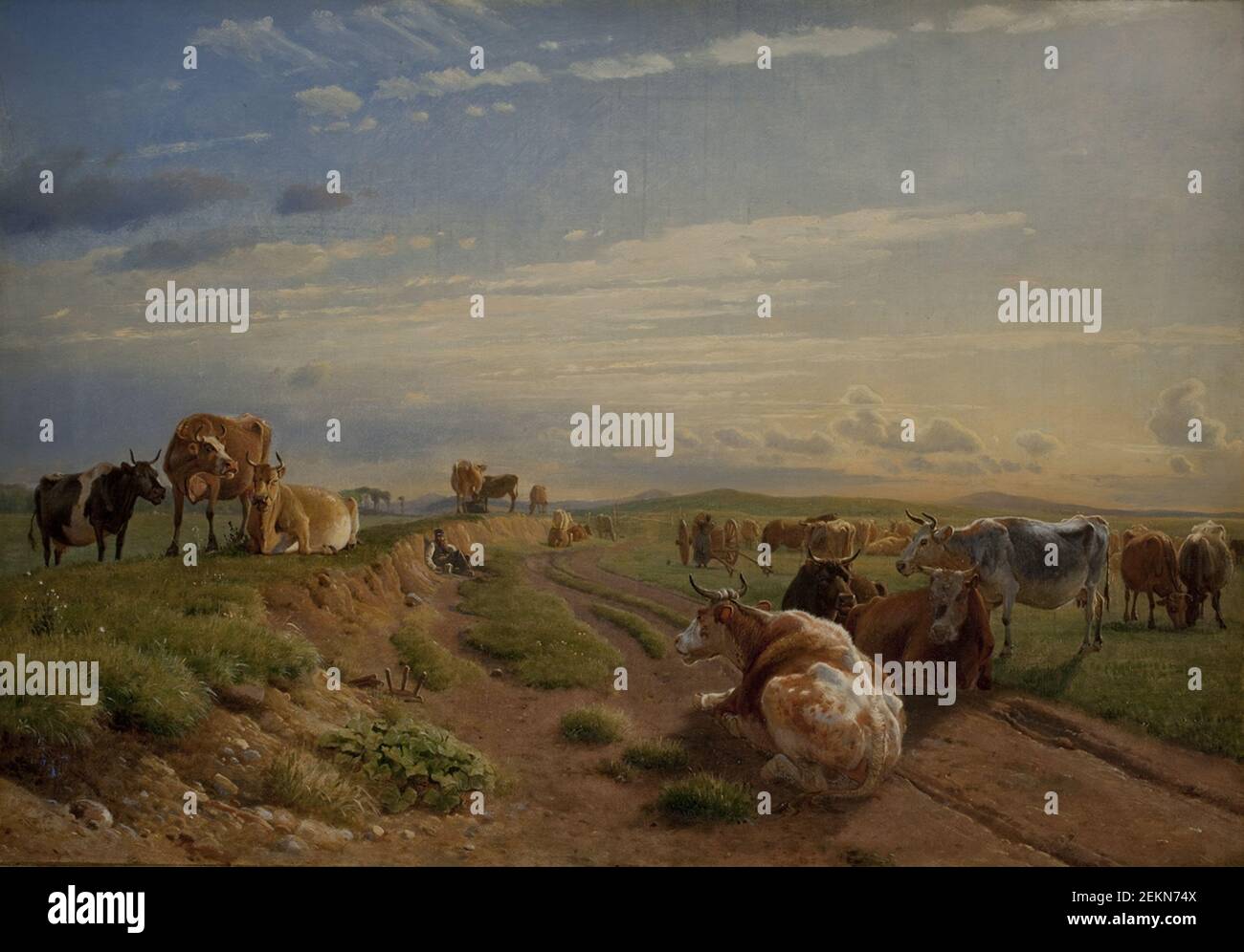 Johan Thomas Lundbye (1818-1848), luogo di mungitura a Herregaarden Vognserup, 1847 Foto Stock