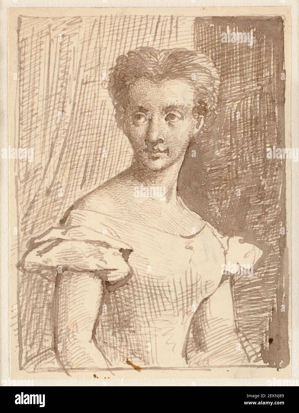 Wilhelm Marstrand (1810-1873), studio di Arendse Hulegaard, seduta, rivolta a sinistra, 1810-1873 Foto Stock